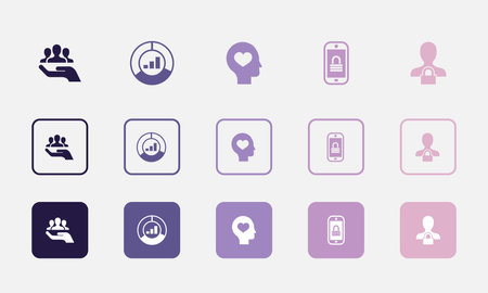 resources, market, sincerity, mobile security, online privacy, icons set design template. Creative concept icons set 5 elements layoutのイラスト素材