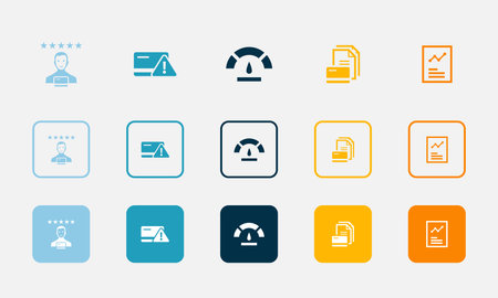 credit rating, risk, Credit score, Credit history, report, icons set design template. Creative concept icons set 5 elements layoutのイラスト素材