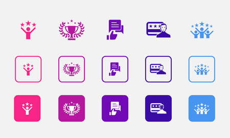 customer loyalty, reward, feedback, loyalty card, satisfaction, icons set design template. Creative concept icons set 5 elements layoutのイラスト素材