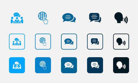 communication, internet, message, chat, talk, icons set design template. Creative concept icons set 5 elements layoutのイラスト素材