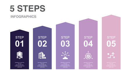 business, corporation, responsibility, control, strategy, icons Infographic design layout template. Creative presentation concept with 5 stepsのイラスト素材