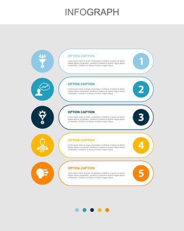 conversion funnel, prospect, lead generation, customer, interest, icons Infographic design layout template. Creative presentation concept with 5 stepsのイラスト素材