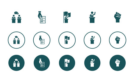 debate, Referendum, Inauguration, president, Opposition, icons set design template. Creative concept icons set 5 elements layoutのイラスト素材