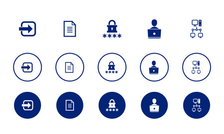 access, document, password, user, intranet, icons set design template. Creative concept icons set 5 elements layoutのイラスト素材