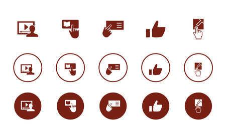 watch video, learn more, read more, like, visit link, icons set design template. Creative concept icons set 5 elements layoutのイラスト素材
