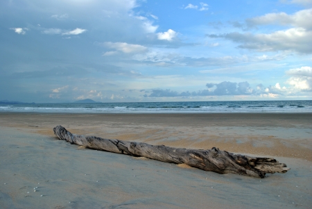 Scenario of Penunjuk Beach, Trengganu on a cloudy morninの写真素材