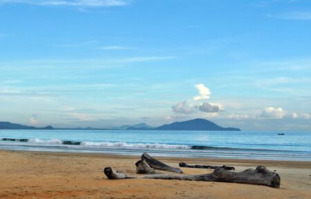 Scenario of Penunjuk Beach, Terengganu on a cloudy morninの写真素材