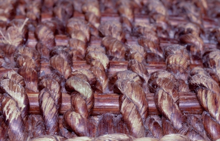 Texture of an old rustic Abaca woven sofaの写真素材