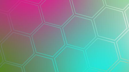 A close-up view of a geometric honeycomb pattern with a smooth, vibrant gradient transitioning from...