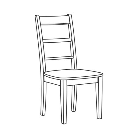 A charming hand-drawn sketch of a classic wooden dining chair, perfect for coloring book enthusiasts and aspiring interior designers. Unleash creativity with this simple furniture outline.のイラスト素材