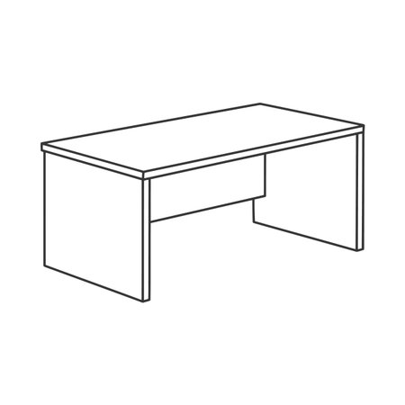 A minimalist line drawing of a modern desk, perfect for a coloring book. Unleash your creativity and add vibrant colors to this simple office furniture design.のイラスト素材