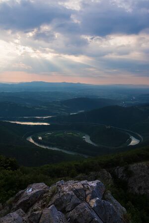Viewpoint with view on the meandering river の写真素材