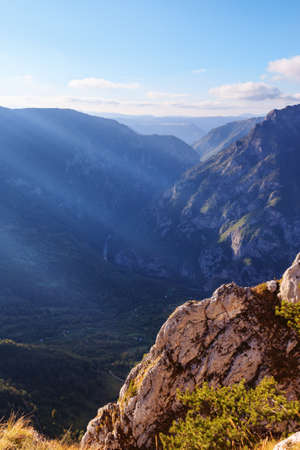 Deep river canyon before sunse