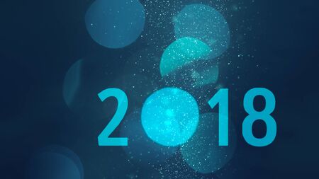 Elegant abstract background with bokeh - defocused lights and bubbles in water to upcoming 2018 new year. Time passing concept.の写真素材