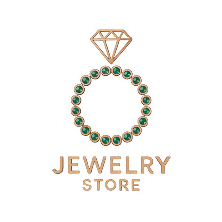 Jewelry store logo, diamond ring with gems. Vector illustrationの素材