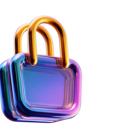 Padlock on a white background. 3d rendering, 3d illustration.の素材