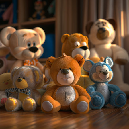 Teddy bears in the children's room. 3d rendering.の素材