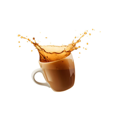 Coffee splash isolated on white background. 3d illustration.の素材