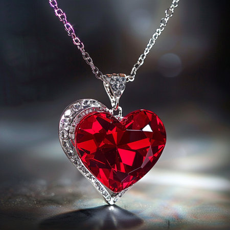jewelry pendant in the form of heart on a dark backgroundの素材
