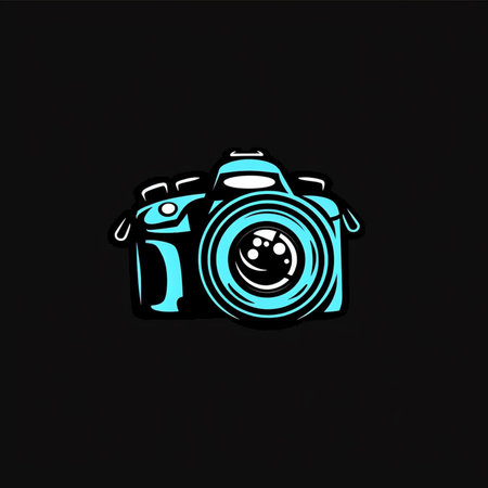 Camera icon. Vector illustration. Isolated on a black background.の素材