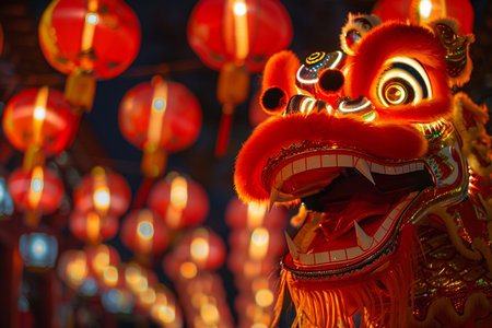 Chinese dragon statue at chinese new year festival in Bangkok, Thailandの素材