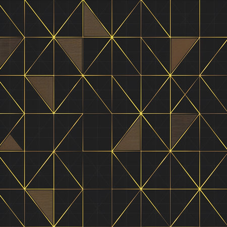 Seamless pattern with golden triangles on black background. Vector illustration.の素材