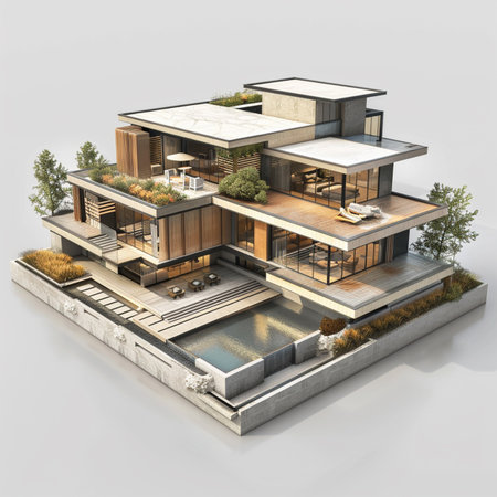 3D rendering of the old house in the style of Chinese architectureの素材