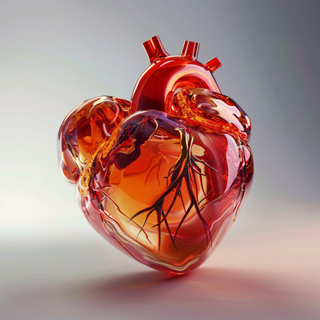 Human heart with blood vessels on a white background. 3d renderの素材