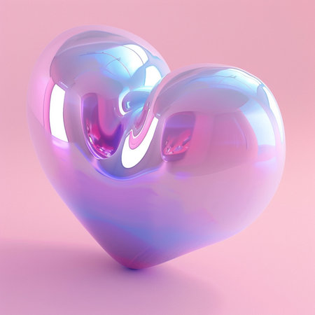 3d rendering of a heart shaped object in pink and blue.の素材