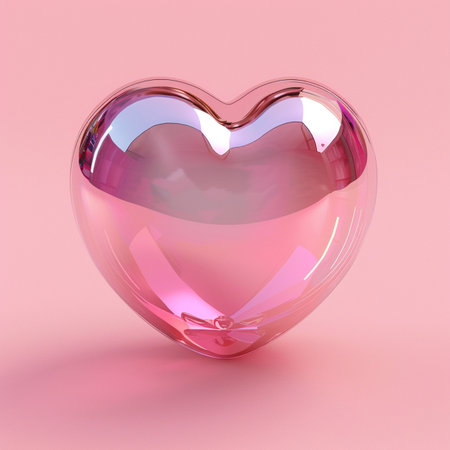 Pink heart on pink background. 3d render. Love concept.の素材