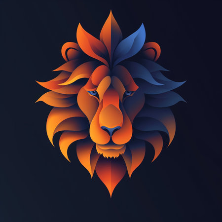 Lion head. Abstract polygonal animal. Vector illustration.の素材