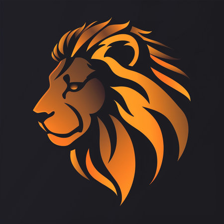 Lion head logo template vector icon illustration design isolated on black backgroundの素材