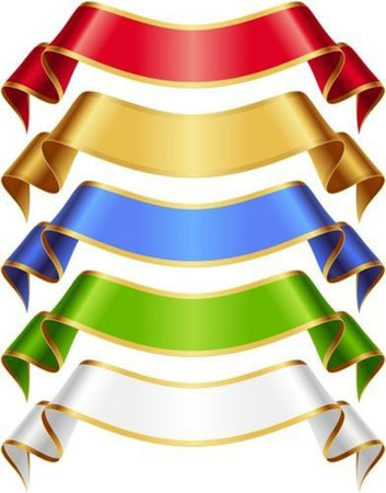 Set of colorful ribbons isolated on white background. Vector illustration.の素材