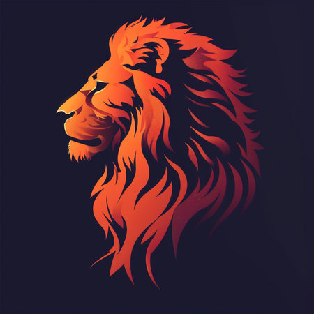 Lion head on a black background. Vector illustration. Eps 10の素材