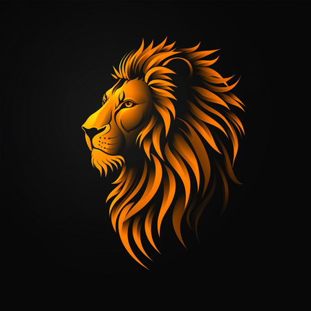 Lion head on dark background. Vector illustration for your design.の素材
