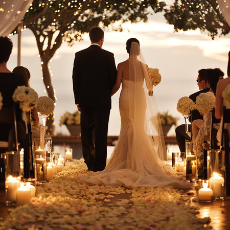 Wedding Ceremony on the Beach. Bride and Groomの素材