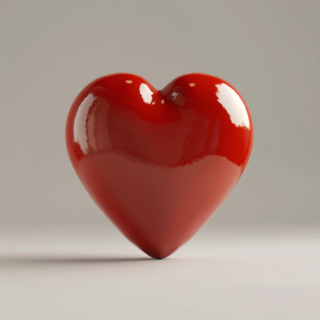 Red heart on a white background. 3d rendering, 3d illustration.の素材