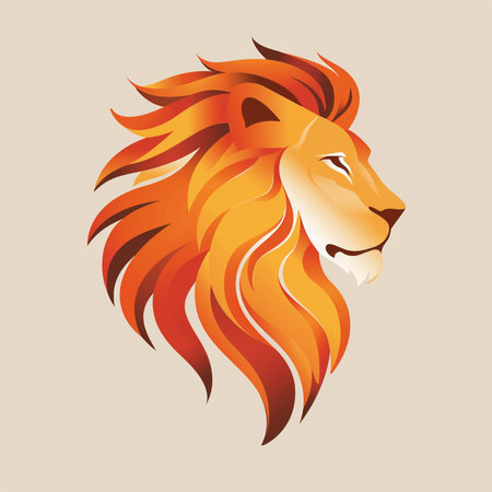 Lion head vector illustration. Isolated on a white background.の素材