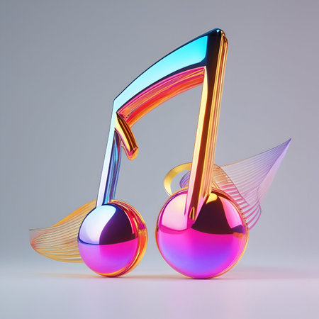 Music note. 3D illustration. 3D rendering. Music concept.の素材