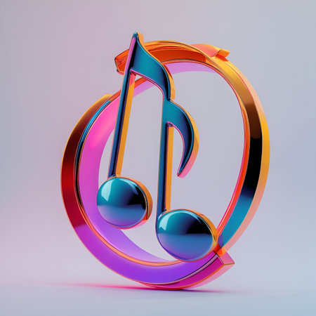 Music note icon. 3D rendering. Best for music advertisement.の素材