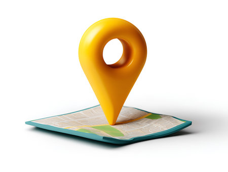 3d illustration of yellow map pointer over white background with clipping pathの素材