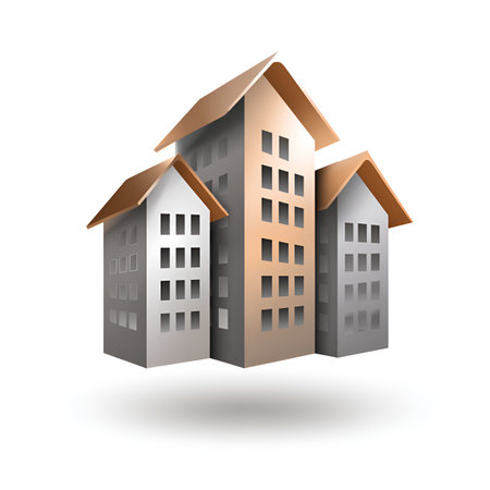 Real estate concept, building icon on white background, vector illustration.の素材