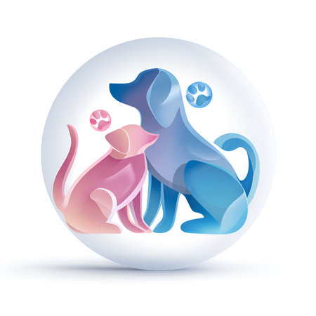 Illustration of a dog and cat in a ball. Vector illustration.の素材