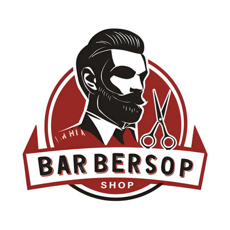 Barber shop vintage logo, emblem, badge, vector illustration.の素材