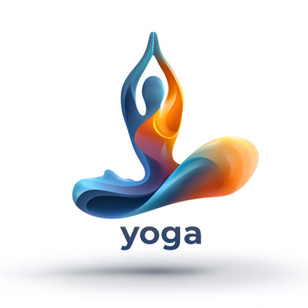 Yoga logo, abstract vector symbol isolated on a white background.の素材