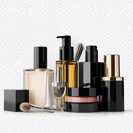 Set of cosmetic products isolated on transparent background. EPS 10 vector file includedの素材