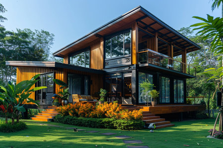 Modern house in the garden,Thailand. (Vintage style)の素材