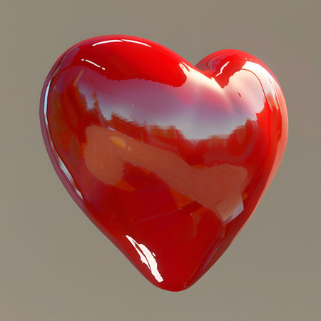 Red heart on a gray background. 3d rendering, 3d illustration.の素材
