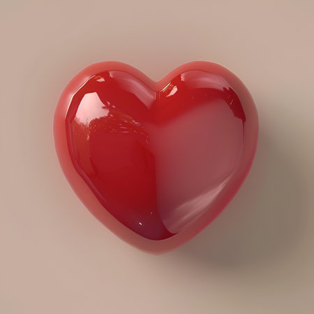 Red heart isolated on a white background. 3d render illustration.の素材