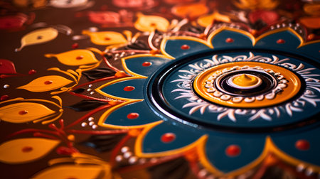 Close up of colorful mandala on black background. Colorful mandala.の素材